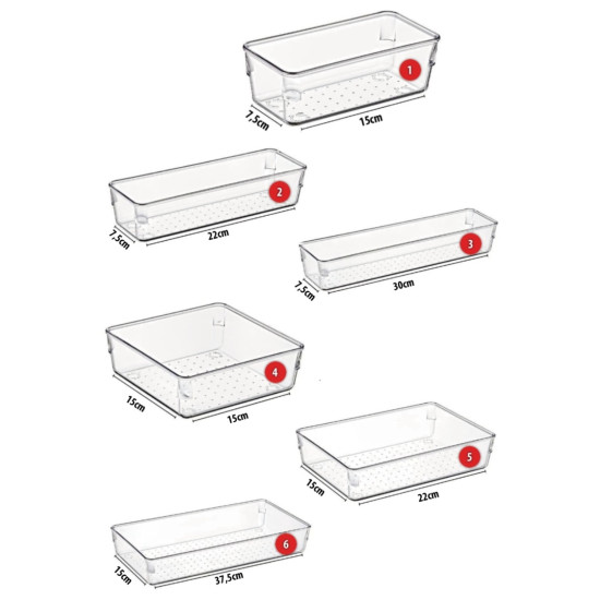 6'lı Modüler Kozmetik Takı Makyaj Organizer - Çekmece İçi Düzenleyici Banyo Mutfak Düzenleyici