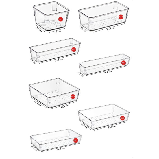 7'li Modüler Kozmetik Takı Makyaj Organizer - Çekmece İçi Düzenleyici Banyo Mutfak Düzenleyici