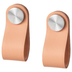 IKEA ÖSTERNÄS kulp, tabaklanmış deri, 65 mm, 2 adet