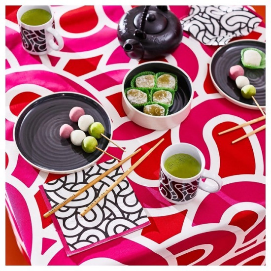 SÖTRÖNN desenli peçete, beyaz-siyah-pembe, 33x33 cm, 30 adet