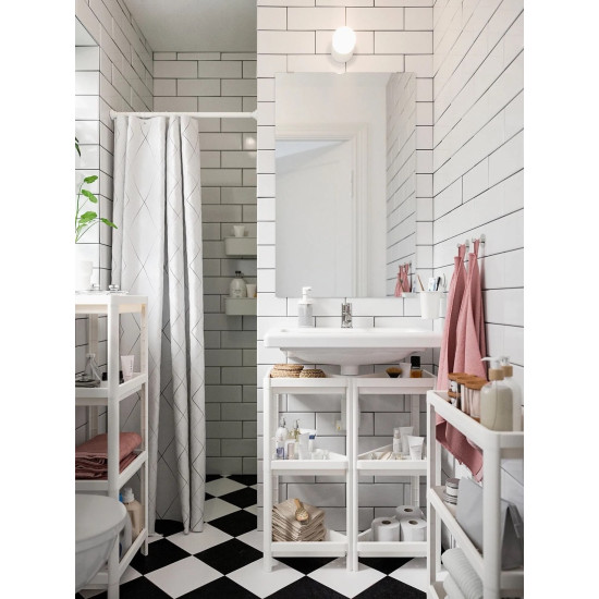 VESKEN üçgen köşe raf ünitesi, beyaz, 33x33x71 cm