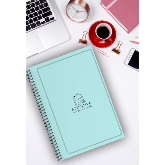 4'lü Set Çizgisiz Spiralli A5 Kalın Karton Kapak Pastel Seri 96 Sayfa Defter Çek Kopart Sayfa Mikro Perforaj