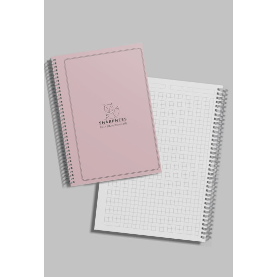 4'lü Set (2 Çizgisiz 2 Kareli) Spiralli A5 Kalın Karton Kapak Pastel Seri 96 Sayfa Defter Çek Kopart Sayfa Mikro Perforaj