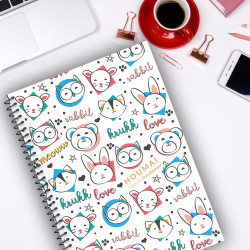 A5 Spiralli Günlük Planlayıcı 100 sayfa Kediler Tema