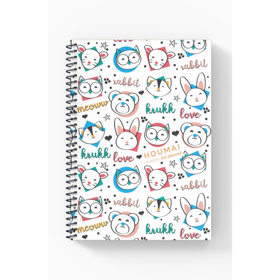 A5 Spiralli Günlük Planlayıcı 100 sayfa Kediler Tema
