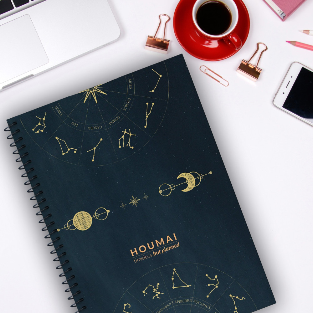 A5 Spiralli Günlük Planlayıcı 100 sayfa Astroloji Tema