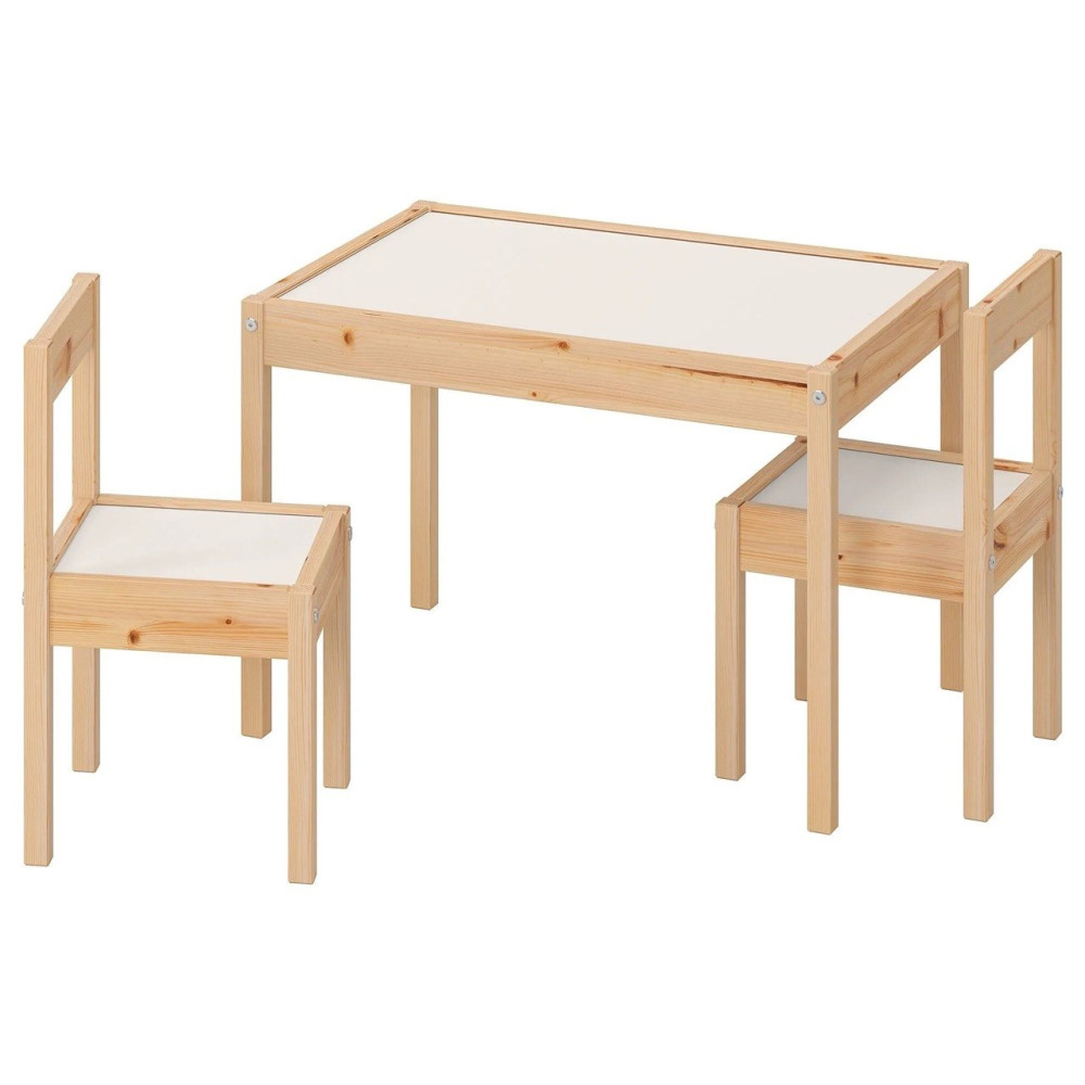 IKEA LÄTT çocuk masa seti, beyaz-çam, 3 parça