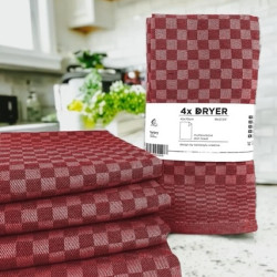 Kentsoylu Mutfak Kurulama Bezi 4 Adet Koyu Bordo - Kırmızı Damalı Desen 40x60 cm