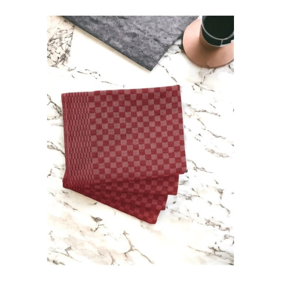 Kentsoylu Mutfak Kurulama Bezi 4 Adet Koyu Bordo - Kırmızı Damalı Desen 40x60 cm
