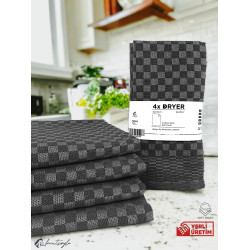 Kentsoylu Mutfak Kurulama Bezi 4 Adet Koyu Gri Damalı Desen 40x60 cm