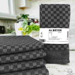 Kentsoylu Mutfak Kurulama Bezi 4 Adet Koyu Gri Damalı Desen 40x60 cm