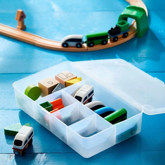 IKEA GLIS beş bölmeli saklama kutusu, şeffaf, 34x21 cm