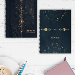 A5 Spiralli Defter 2'li Set Kareli 96 Sayfa Karton Kapak Houmai Mistik ve Umay Zodyak