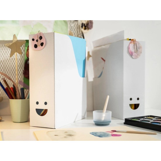 Tjabba Gülen Yüz 2 Li Set Beyaz Kutu Klasör Dosyalık Magazinlik Evrak Dergi Dosyası 2 Adet