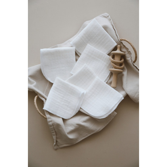 DERYBABY 25x25 cm  4 Kat  Müslin Ağız Mendili | Beyaz