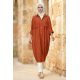 Pasaklı Giyim Kadın Oversize Yarasa Kol Tesettüre Uygun Gömlek Elbise-Tesettür Tunik 3282528 Kiremit
