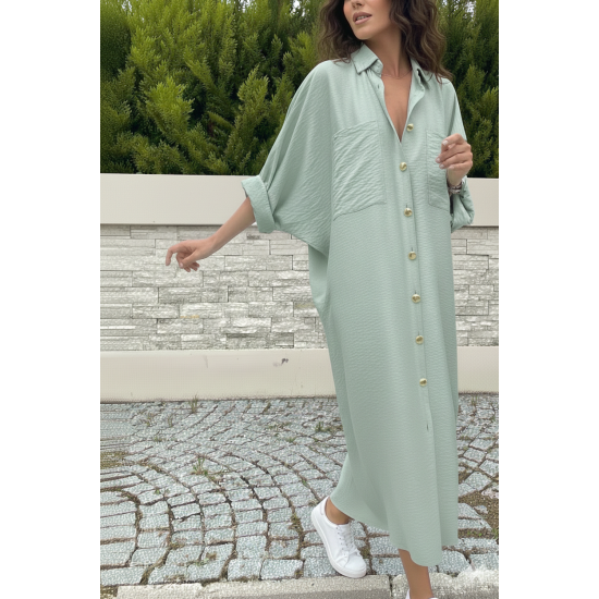 Pasaklı Giyim Kadın Oversize Yarasa Kol Tesettüre Uygun Gömlek Elbise-Tesettür Tunik 3282528 Mint