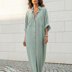 Pasaklı Giyim Kadın Oversize Yarasa Kol Tesettüre Uygun Gömlek Elbise-Tesettür Tunik 3282528 Mint