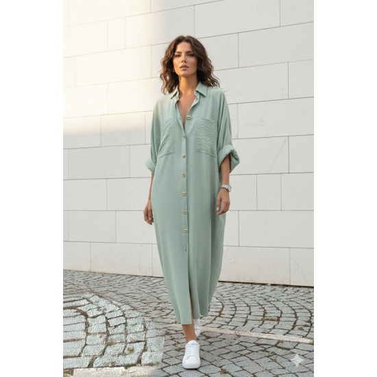 Pasaklı Giyim Kadın Oversize Yarasa Kol Tesettüre Uygun Gömlek Elbise-Tesettür Tunik 3282528 Mint