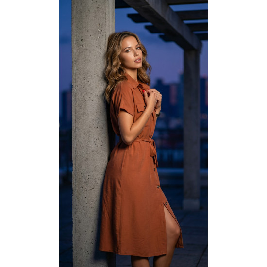 Pasaklı Giyim Kadın Safari Elbise Kiremit