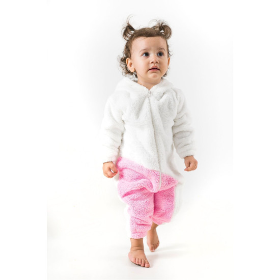 Welsoft Peluş Unisex Kışlık Bebek Takımları Çocuk Giyim Bebek Kıyafeti çocuk kostümü Pembe Tavşan