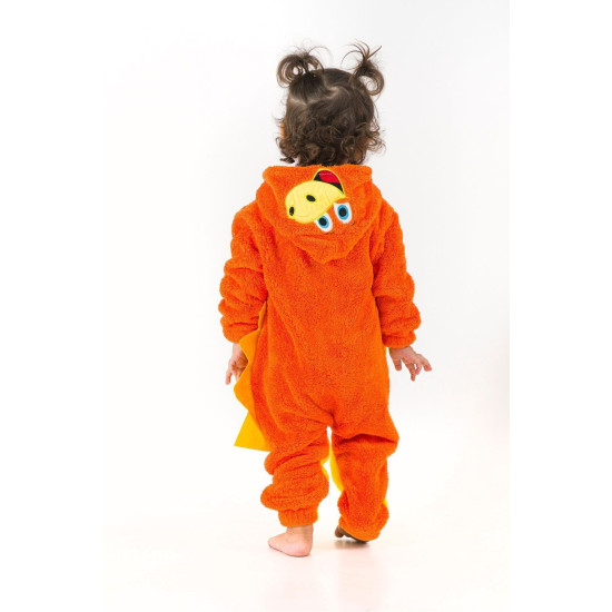 Welsoft Peluş Unisex Kışlık Bebek Takımları Çocuk Giyim Bebek Kıyafeti çocuk kostümü Turuncu Dinozor