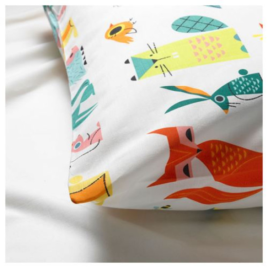 IKEA LATTJO - çocuk nevresim takımı, 150x200/50x60 cm (hayvan-çok renkli) hayvan-çok renkli