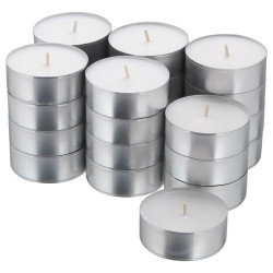 IKEA GLIMMA - tealight mum, 9 saat (beyaz)