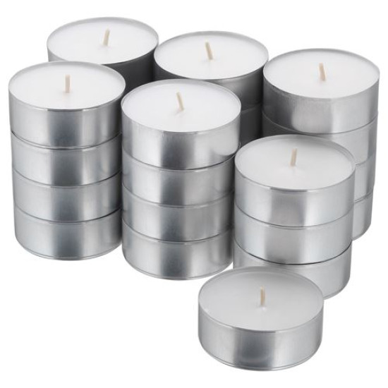 IKEA GLIMMA - tealight mum, 9 saat (beyaz)