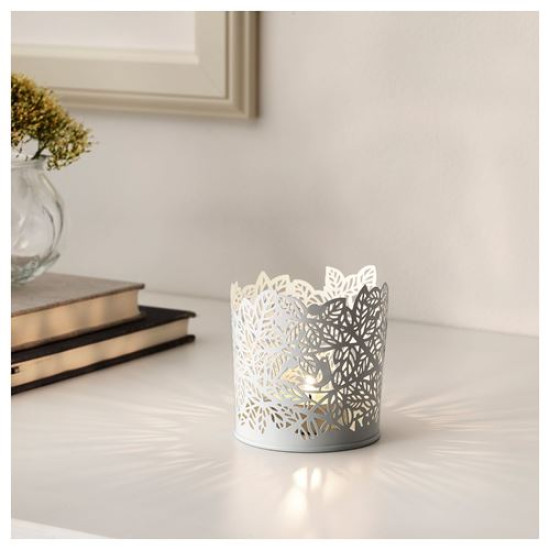 IKEA SAMVERKA - tealight mumluk, 8 cm (beyaz)