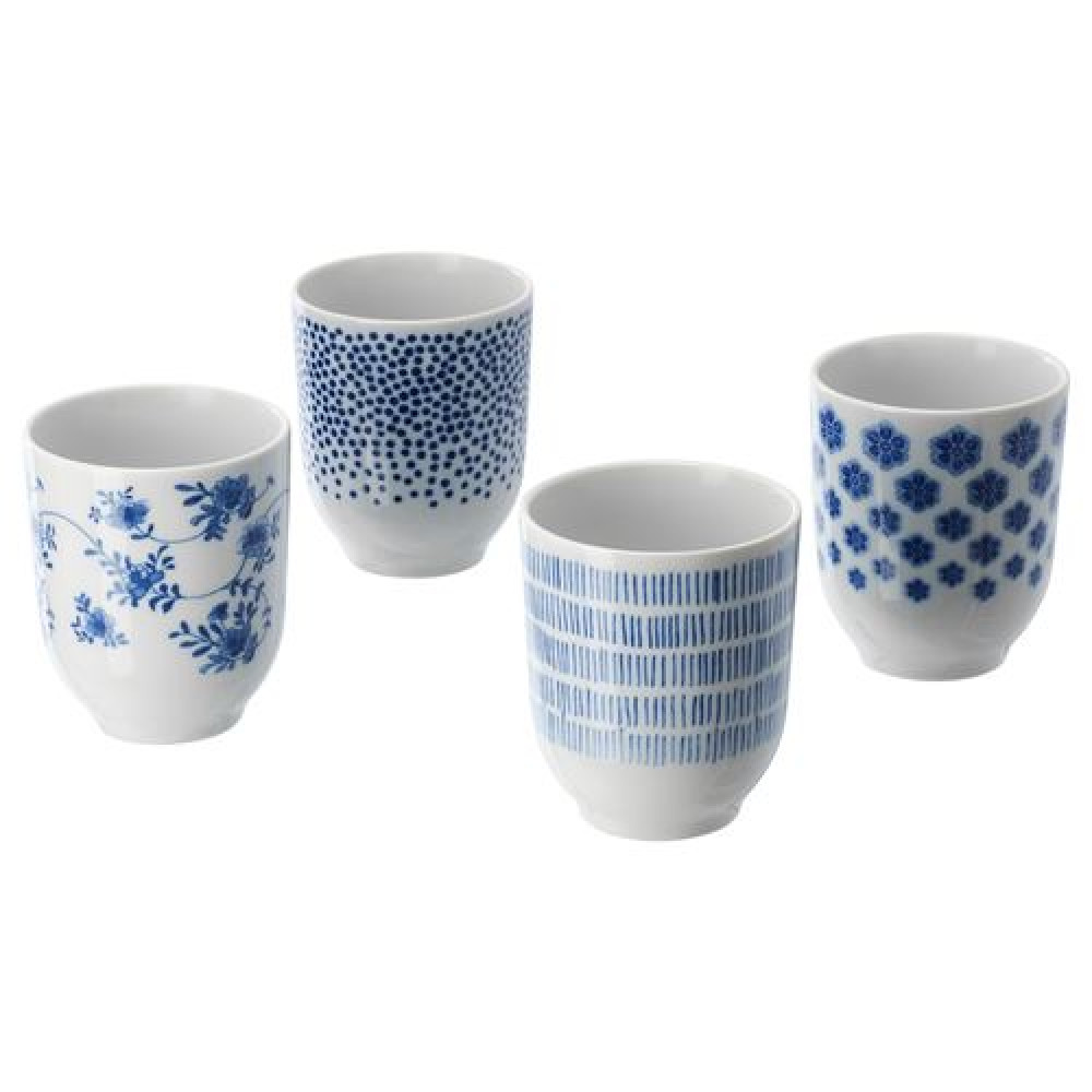 IKEA ENTUSIASM - kupa seti, 22 cl (mavi-beyaz)
