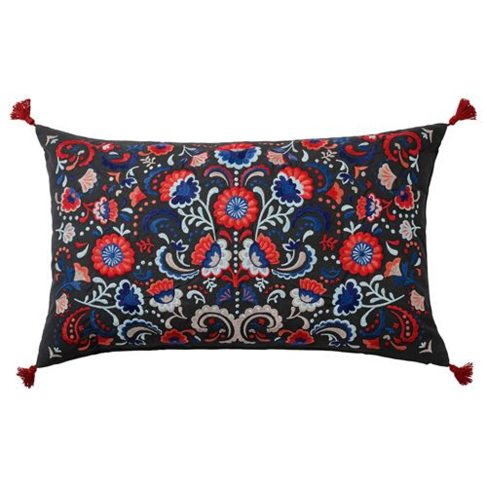 IKEA SKOGSKORN - kırlent, 40x65 cm (gri-çok renkli)