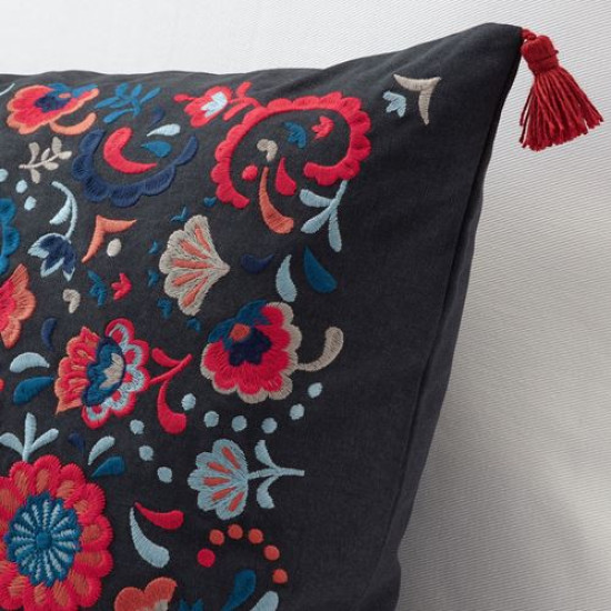 IKEA SKOGSKORN - kırlent, 40x65 cm (gri-çok renkli) gri-çok renkli