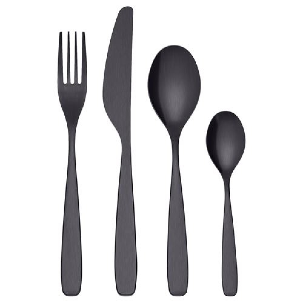 IKEA TILLAGD - 6 kişilik çatal bıçak takımı (siyah)