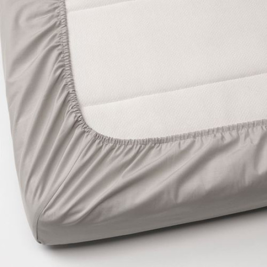 IKEA LENAST - lastikli bebek çarşafı, 60x120 cm (beyaz-gri) beyaz-gri
