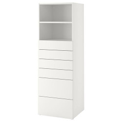 IKEA PLATSA/SMÅSTAD - çocuk şifonyeri, 60x55x180 cm (beyaz)