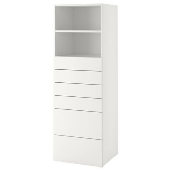 IKEA PLATSA/SMÅSTAD - çocuk şifonyeri, 60x55x180 cm (beyaz)