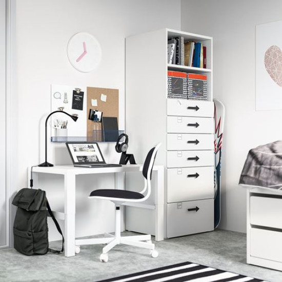 IKEA PLATSA/SMÅSTAD - çocuk şifonyeri, 60x55x180 cm (beyaz)