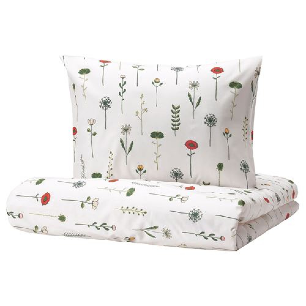 IKEA NATTSLÄNDA - çocuk nevresim takımı, 150x200/50x60 cm (beyaz-çok renkli)