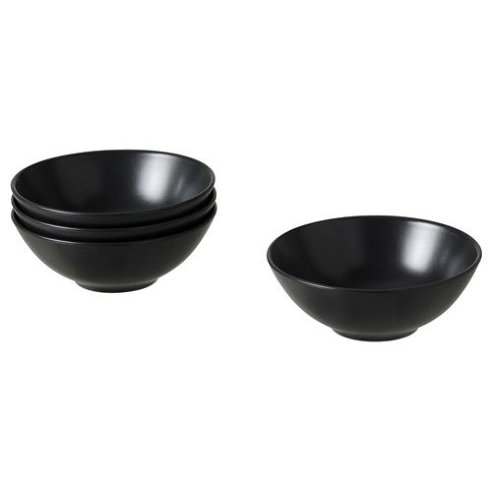 IKEA FÄRGKLAR - seramik kase seti, 16 cm (mat koyu gri)