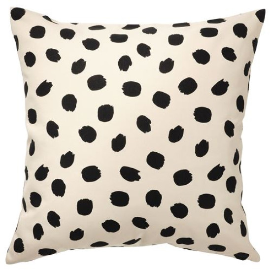 IKEA ODDNY - kırlent kılıfı, 50x50 cm (kırık beyaz-siyah nokta deseni) kırık beyaz-siyah nokta deseni