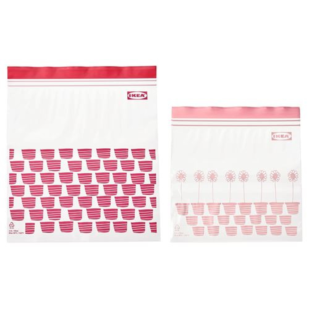 ISTAD - kilitlenebilir buzdolabı poşeti, 2,5 lt ve 1,2 lt (kırmızı-pembe)