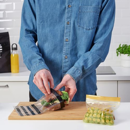 ISTAD - kilitlenebilir buzdolabı poşeti, 1 lt ve 0,4 lt (siyah-sarı) siyah-sarı