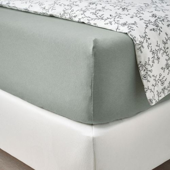 IKEA VÅRVIAL - lastikli çarşaf, 180x200 cm (gri-yeşil) gri-yeşil