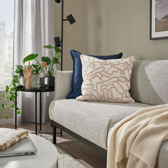 IKEA GULDFLY - kırlent kılıfı, 50x50 cm (kırık beyaz-sarı-bej) kırık beyaz-sarı-bej