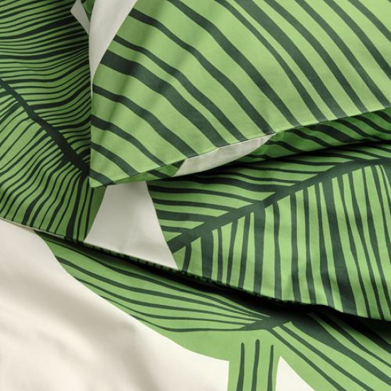 IKEA KUNGSCISSUS - çift kişilik nevresim seti, 240x220/50x60 cm (yeşil-beyaz) yeşil-beyaz