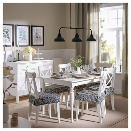 IKEA DVÄRGDUNÖRT - sandalye minderi, 42/35x42x4 cm (gri-beyaz)