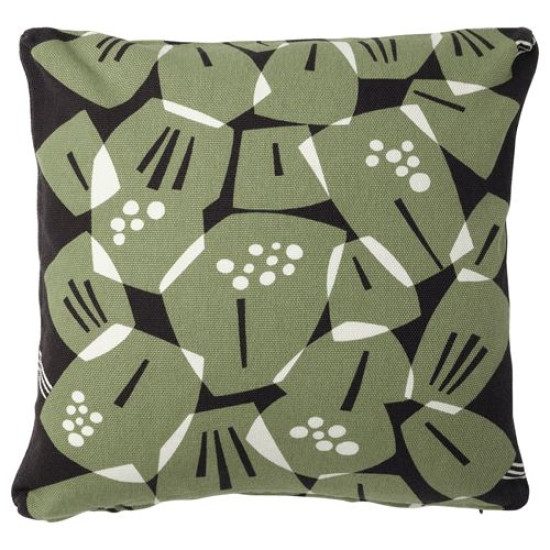 IKEA UNDERBLOMMA - kırlent kılıfı, 50x50 cm (siyah-gri-yeşil) siyah-gri-yeşil