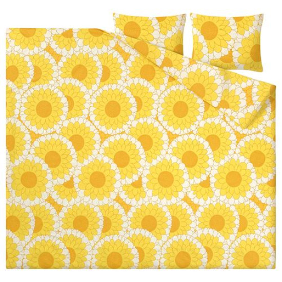 IKEA KRANSMALVA - çift kişilik nevresim seti, 240x220/50x60 cm (sarı) sarı