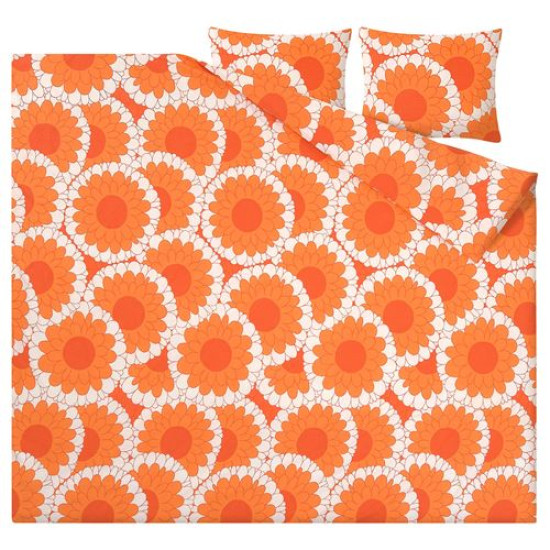 IKEA KRANSMALVA - çift kişilik nevresim seti, 240x220/50x60 cm (turuncu) turuncu